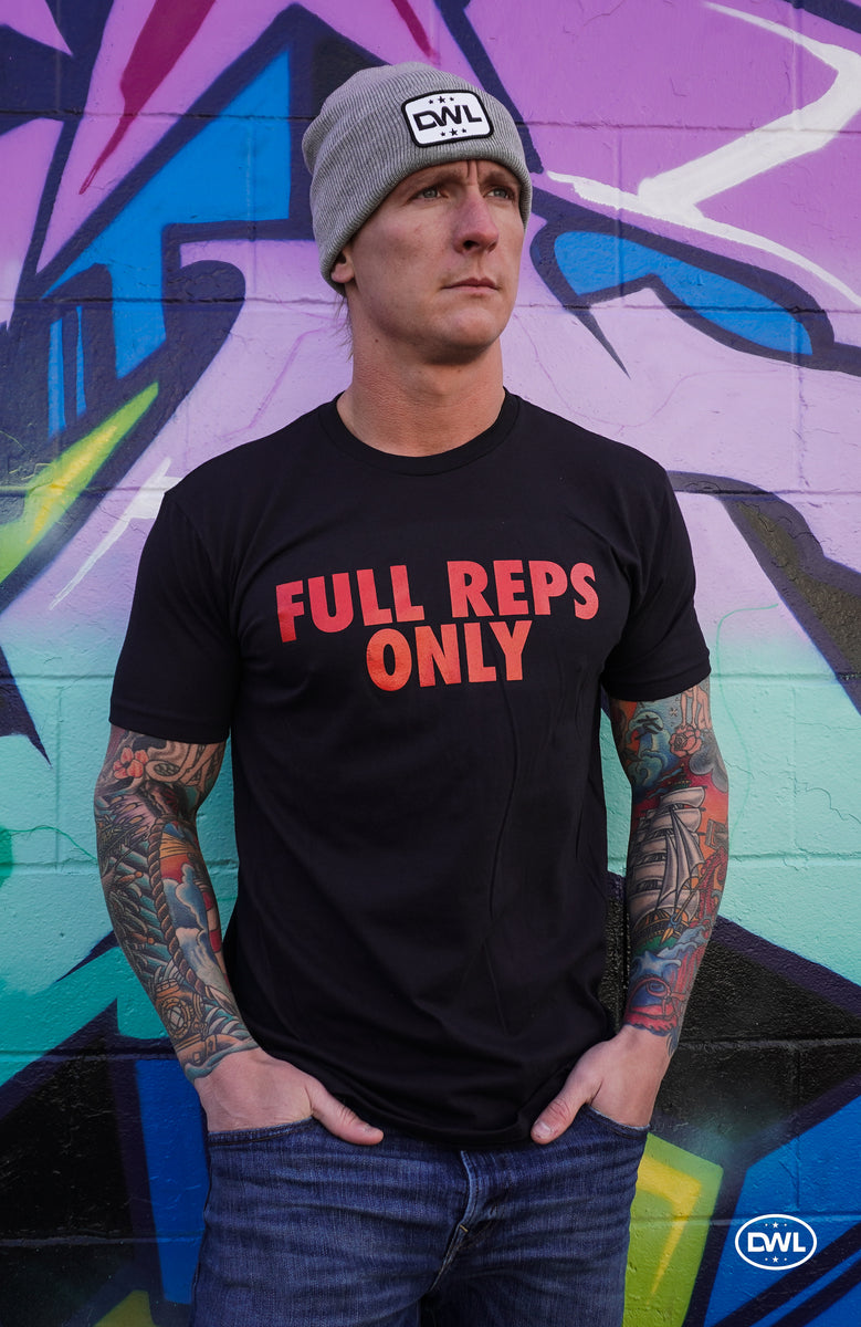 Full Reps Only T-Shirt - Red on Black – Dads Who Lift Apparel