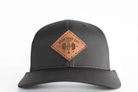 Black/White Trucker Mesh Snapback - Brown Leather Patch